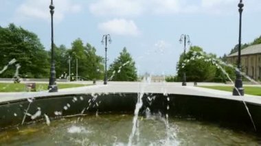 Oropa, Biella, İtalya - 7 Temmuz 2018: Çeşme bölge Oropa Tapınak, mabet, Sacro monte üzerinde della beata Vergine. Biella, Piedmont, İtalya şehir yakınındaki dağlarda bulunan.
