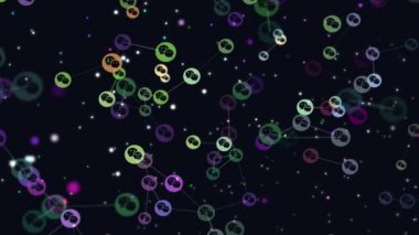 Soyut sosyal ağ, online topluluk, uçan afiş, Wechat simgelerin grafik video animasyon. Mesajlaşma programları için smartphones insanlar arasında popülerlik büyüyen kavramı.
