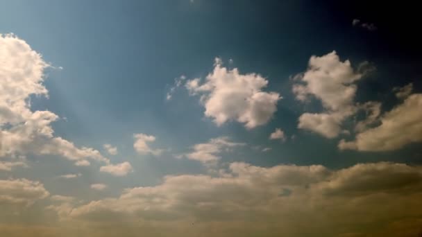 Timelapse, al atardecer, cielo azul oscuro, nubes de trueno corriendo, nubes de lluvia — Vídeos de Stock