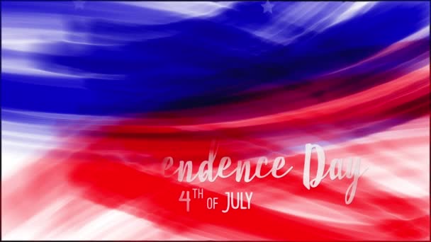 アニメーション。独立記念日。アメリカ国旗の抽象的なグランジ・ドローイングの背景。青、赤の水彩ストライプ、白い星が降っています。アメリカの祝日バナーのテンプレート、グリーティングカード、招待状 — ストック動画