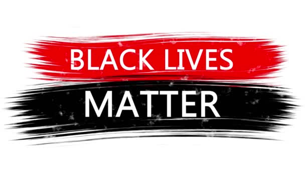 Spanduk animasi dengan tulisan, slogan. Black Lives Matter. Latar belakang putih dengan garis merah dan hitam. Protes terhadap pembunuhan hitam di Amerika Serikat. — Stok Video