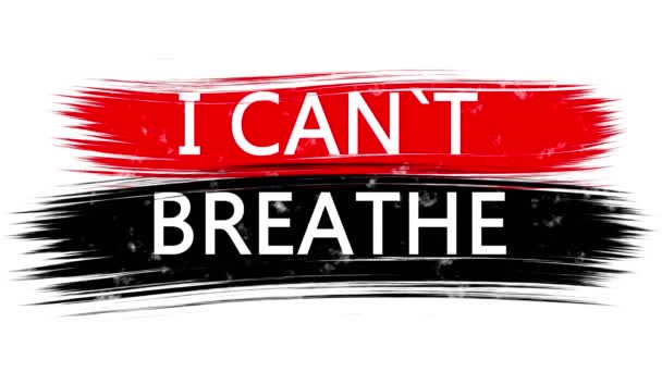 Animatie banner met inscriptie, slogan. Ik kan niet ademen. Witte achtergrond met rode en zwarte strepen, strepen. Protest tegen zwarte moorden in de VS. — Stockvideo