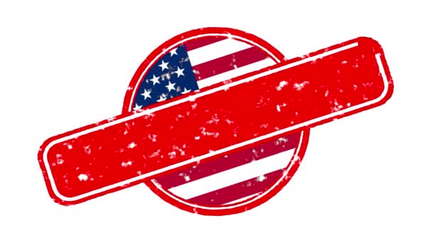 Animation röd fana med inskription, slogan. Ingen till RACISM. Vit bakgrund med USA flagga. Protester mot svarta mord och polisterror i USA. — Stockvideo