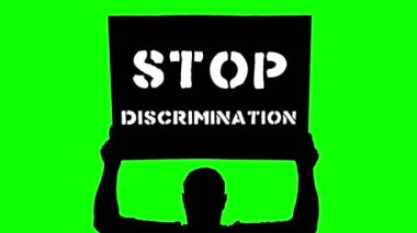 Animasyon. Protestocuların siyah siluetinde kafasının üstünde 