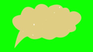 Animasyon. Boş, boş konuşma baloncuğu, yeşil bir arkaplanda metin kopyalamak için yer var. Hayal gücü, fikir ve başlangıç konsepti. çizgi film ve çizgi roman