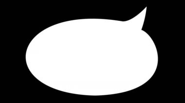 Animasyon. Siyah arkaplanda yazı yazmak için alanı olan boş beyaz konuşma balonu. Hayal gücü, fikir ve başlangıç konsepti. çizgi film ve çizgi roman