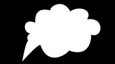 Animasyon. Siyah arkaplanda yazı yazmak için alanı olan boş beyaz konuşma balonu. Hayal gücü, fikir ve başlangıç konsepti. çizgi film ve çizgi roman