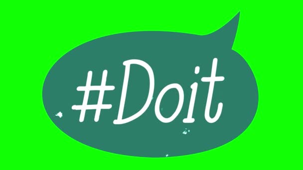 Animation. Tal bubbla med text, inskription Doit, på grön bakgrund. kan användas för sociala nätverk, tecknad film eller serier. Fantasi, idé, start koncept. — Stockvideo