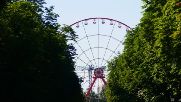 Grande roue ferris dans le parc de la ville. été — Video