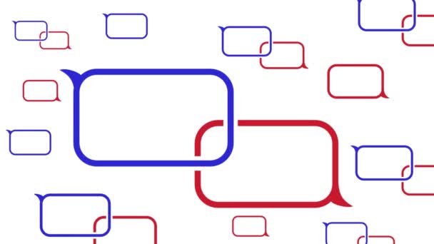 Animation. bulles rectangulaires bleues et rouges apparaissent sur un fond blanc. — Video