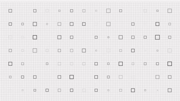 Motif carré. animation. fond maillé. petits carrés noirs et blancs clignotent lentement sur la grille. Parfait à utiliser dans la présentation. Peut mettre votre texte, graphiques, graphiques en elle. — Video