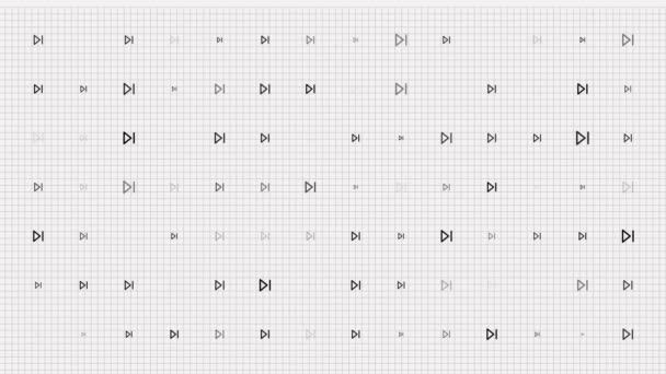 Afspelen, terugspoelen pictogram animatie lus. Naadloze patroon achtergrond. klein spel, terugspoelen pictogrammen langzaam knipperen op het net. witte achtergrond. — Stockvideo