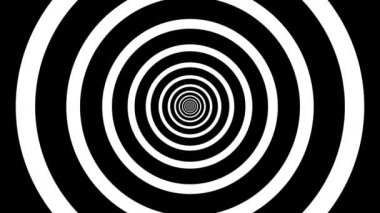 hipnotik siyah beyaz arka plan. Geometrik şekiller. Soyut, kusursuz daire ve çizgilerin animasyonu. hipnotik görüntü görselleştirme. optik yanılsama.