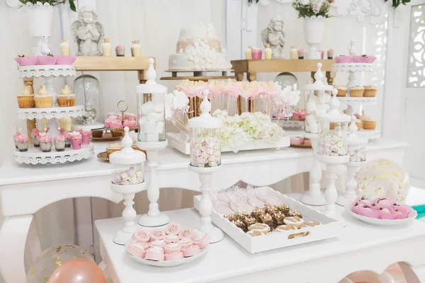 Table Sweets Decorated Children Party Reception — Stock Photo, Image
