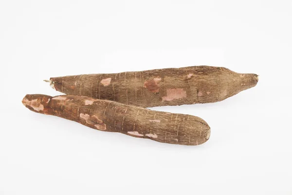 Raw Κρινοειδές Φυτό Και Άνθος Λευκό Φόντο Manihot Esculenta Cassava — Φωτογραφία Αρχείου