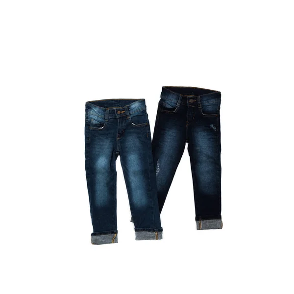 Abbigliamento Maschile Vestiti Ragazzo Jeans Sfondo Bianco — Foto Stock