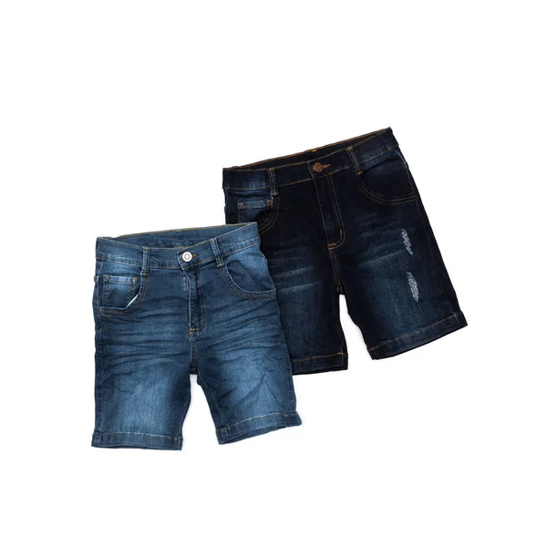 Mannenmode Kleding Voor Jongen Korte Jeans Witte Achtergrond — Stockfoto