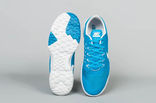 Медельїн Колумбія Лютого 2019 Nike Спортивного Взуття Сірий Фон — стокове фото