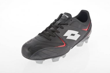 Medellin, Kolombiya-Abril 08, 2019: Lotto futbol/beyaz arka planda futbol ayakkabıları