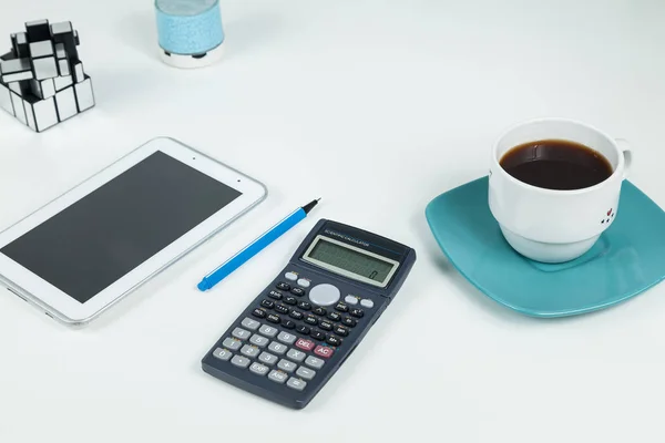 Office, Business objects  on white desk - selective focus