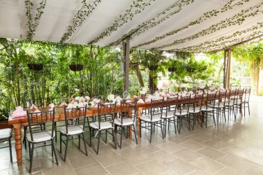 resepsiyon odası, parti için dekore edilmiş masa