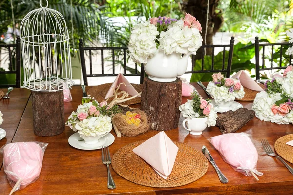 Centerpieces Decorated Table Party Reception — Stock Photo, Image