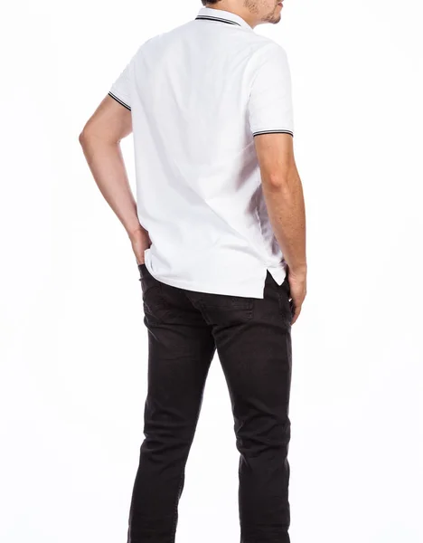 Moda Masculina Hombre Joven Con Camisa Pantalones Foto Sobre Fondo — Foto de Stock