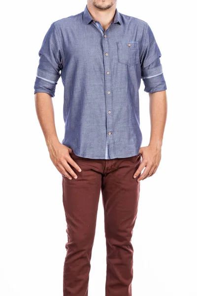 Módní Módní Mužský Muž Neformální Kostým Košile Dlouhý Rukáv Kalhoty — Stock fotografie