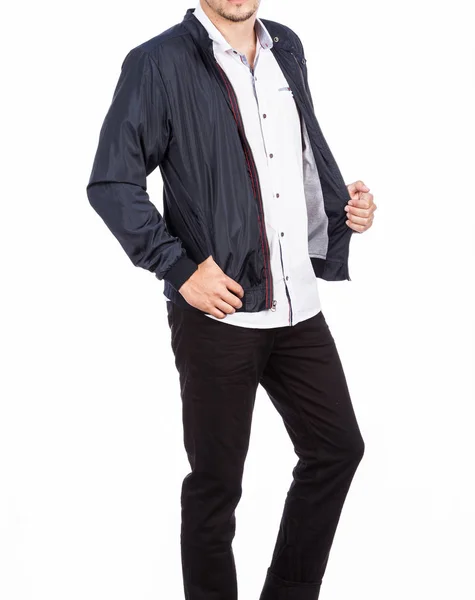 Ropa Moda Camisa Manga Corta Chaqueta Jeans Para Hombre Fotos — Foto de Stock