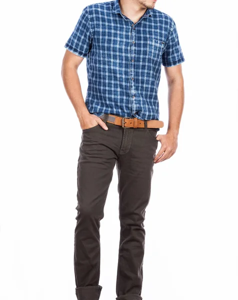 Ropa Moda Camisa Manga Corta Pantalones Los Hombres Foto Fondo — Foto de Stock