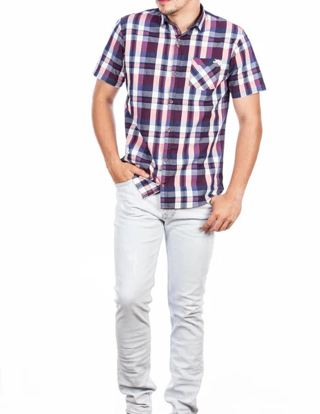 Modne Ubrania Koszulka Krótkim Rękawem Spodnie Męskie Zdjęcie Białym Tle — Zdjęcie stockowe
