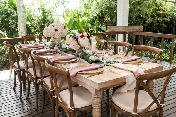 Salón Recepción Decorado Con Mesas Para Bodas Otro Evento Social — Foto de Stock