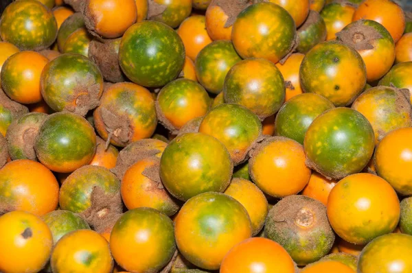 Fruta Tropical Lulo Solanum Quitoense — Foto de Stock