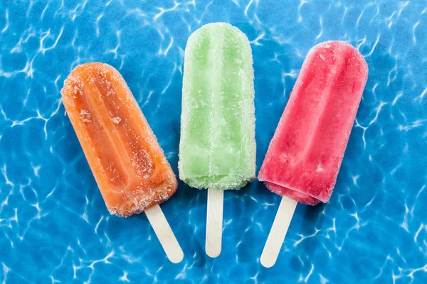 Tasty Refreshing Ice Cream Popsicles Different Flavors — Stock Photo, Image