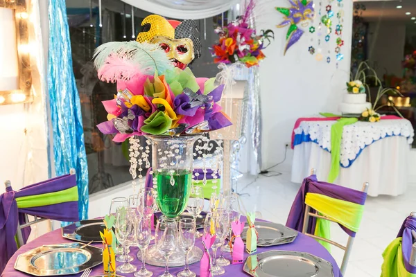 Decoración Temática Para Celebraciones Fiestas Sala Recepción Con Coloridas Decoraciones — Foto de Stock