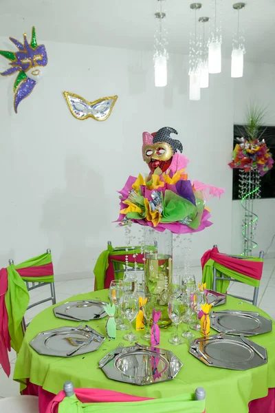 Decoração Temática Para Festa Festas Sala Recepção Com Decorações Coloridas — Fotografia de Stock