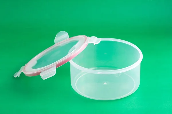 Multipurpose Plastic Container Airtight Lid Photo Green Background — 스톡 사진