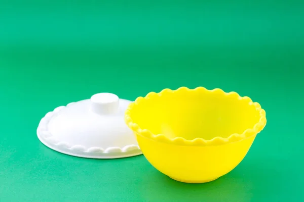 Multipurpose Plastic Container Lid Photo Green Background — 스톡 사진
