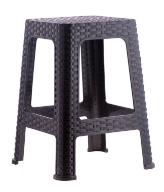 Sırtı Olmayan Dokulu Plastik Koltuk; Beyaz Arkaplanda Fotoğraf.