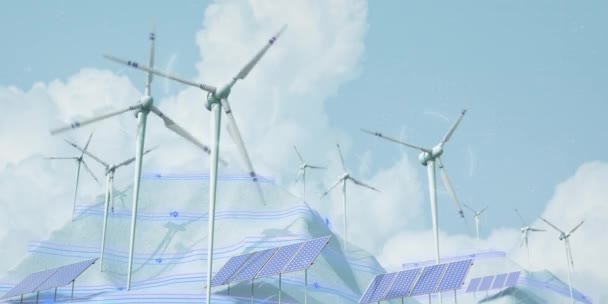 Windenergie, alternatieve energie, zonne-energie Stockvideo's