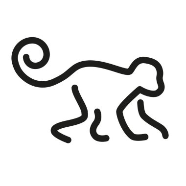 profil izole beyaz arka plan üzerinde stilize doğrusal siyah maymun