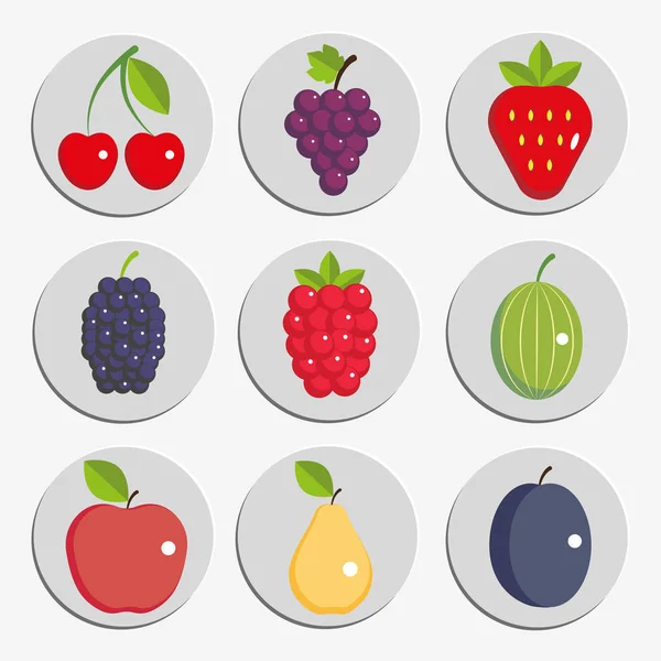 Conjunto Signos Bayas Frutas — Vector de stock