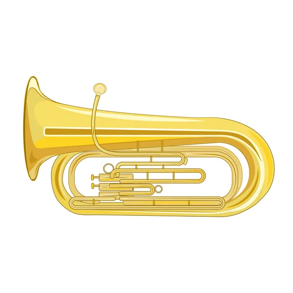 Tuba Instrument Vent Laiton Isolé Sur Fond Blanc — Image vectorielle