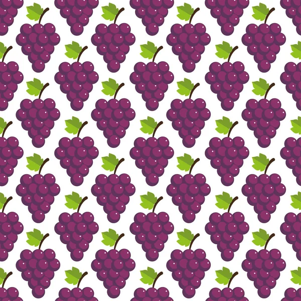 Seamless Pattern Grapes White Background — Stock Vector