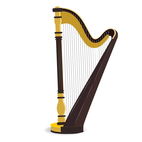 Tekenreeks Geplukt Muziekinstrument Harp Geïsoleerd Een Witte Achtergrond Clipart — Stockvector