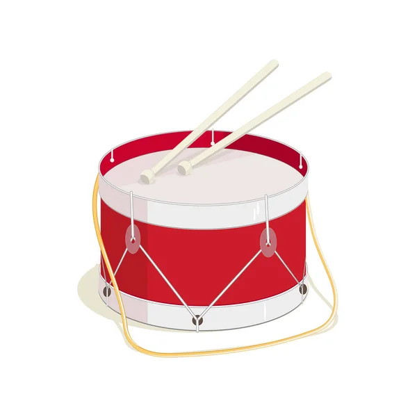 Drum Instrumento Musical Familia Tambores Con Palos Tambor Diseño Plano — Vector de stock