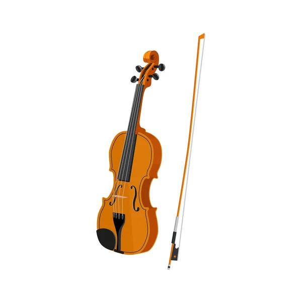 Violino Arco Corda Instrumento Musical Isolado Fundo Branco — Vetor de Stock