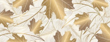 Altın akçaağaç yapraklı lüks sonbahar botanik geçmişi. Düşen yapraklar yatay soyut çizimler
