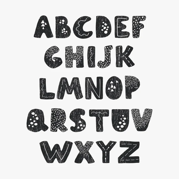 Alphabet noir et blanc positif pour les enfants — Image vectorielle