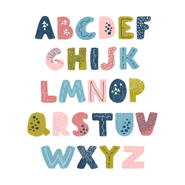 Positives buntes Alphabet für Kinder — Stockvektor